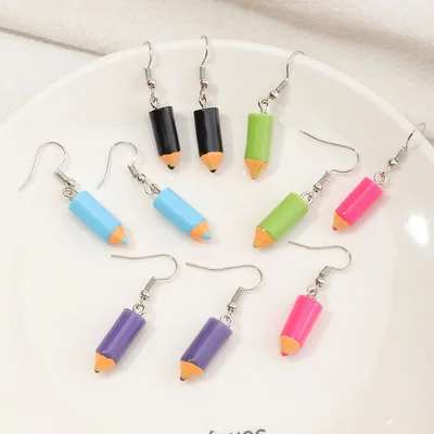 

New Arrivals Korean Hot Style Good Quality Simple Funny Creative Trendy Personality Pencils Acrylic Resin Earrings Jewelry