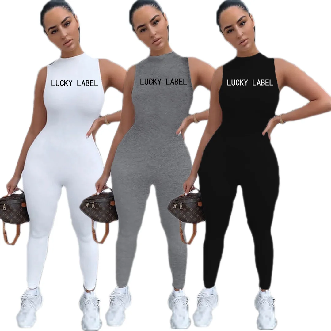 

2021 New Arrivals Women Sexy Lucky Label Jumpsuits And Rompers Bodysuits Women One Piece Bodycon Summer Jumpsuits