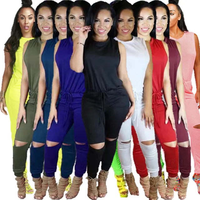 

2021Long Jumpsuit Women Black Jumpsuits Casual Rompers Womens Summer Clothes Streetwear Sleeveless drawstring sexy jumpsuit