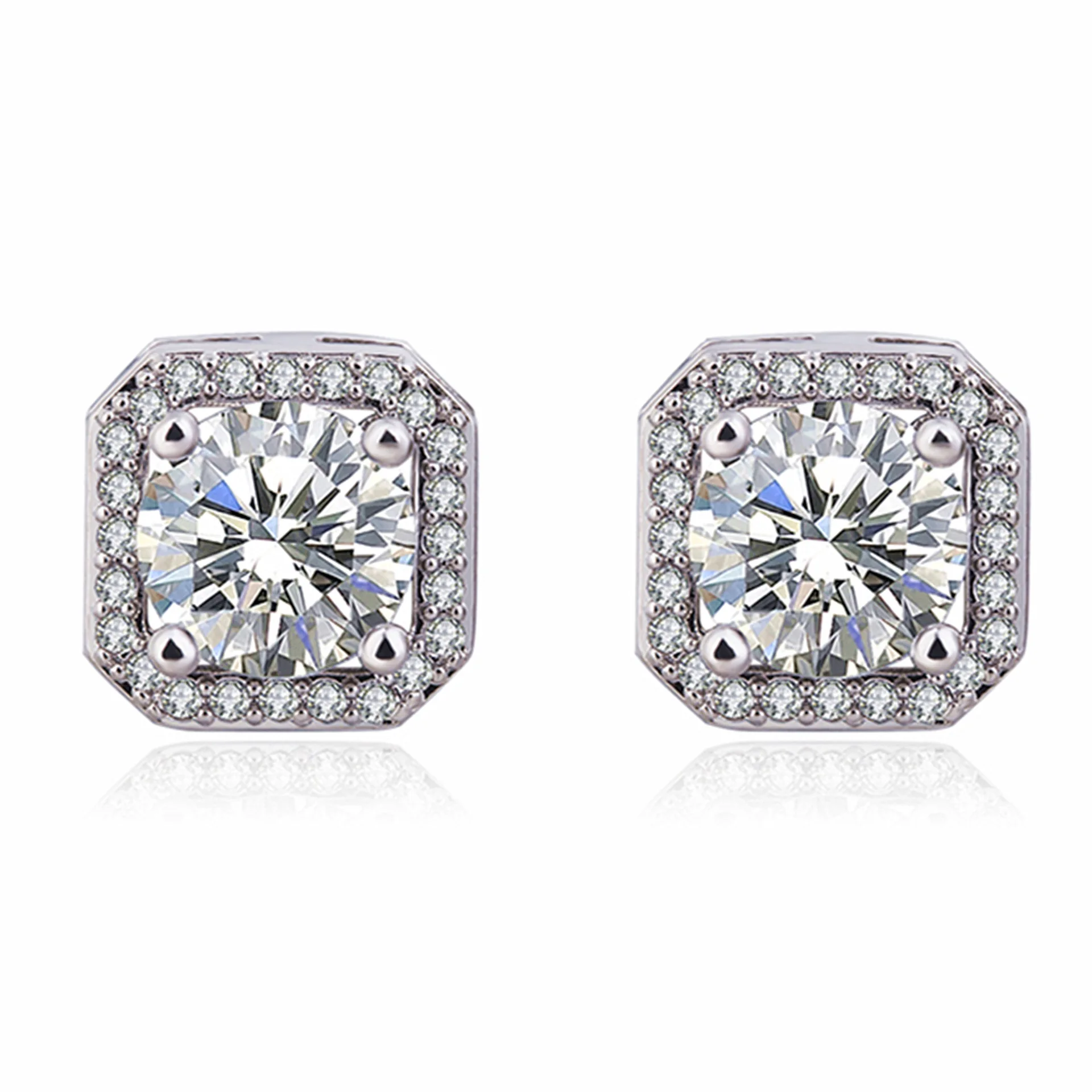 

Crystal Square Stone Ear Stud Earrings Womens Jewellery Gift New