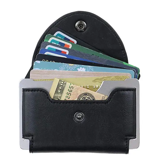 Rfid Blocking Aluminum Credit Card Holder Anti Scan Card Holder Pu