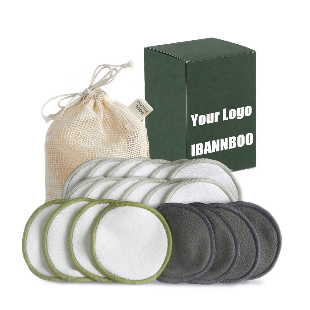 

Bamboo Velour Makeup Remover Pads 12/16/18/20 Pack Bamboo Fiber Terry Fleece private label Cotton Reusable Mmakeup remover pads