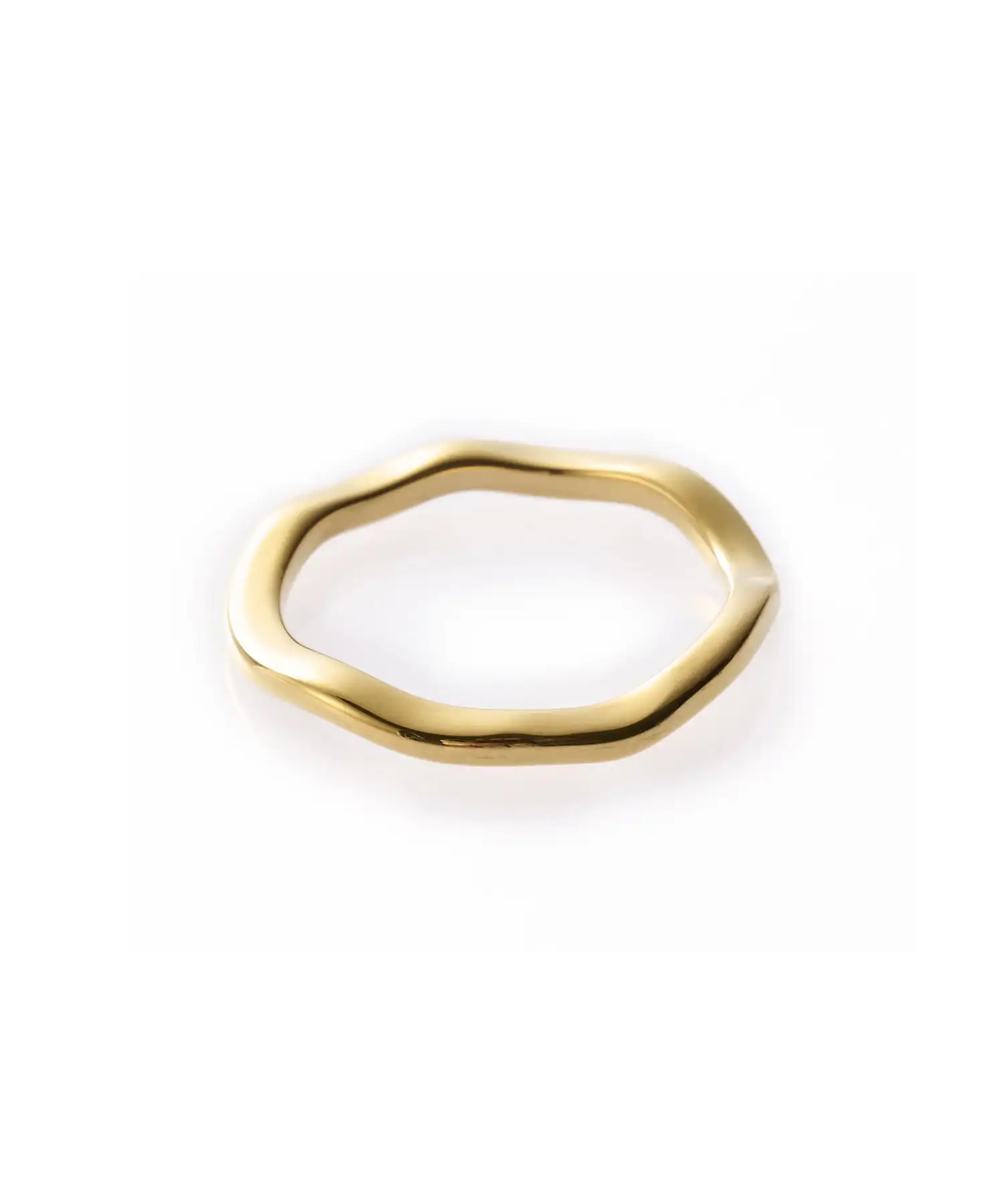 INS Simple Stainless Steel 18K Gold Plated 2MM Wide Irregular Circle Finger Ring Titanium Steel PVD Personalized Curve Wave Ring