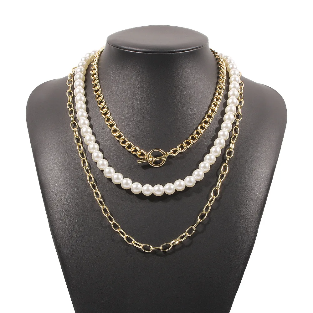 

Trendy Thick Chain Exaggerated Necklace Temperament Pearl Necklace Popular Alloy Necklace China Jewelry Supplier
