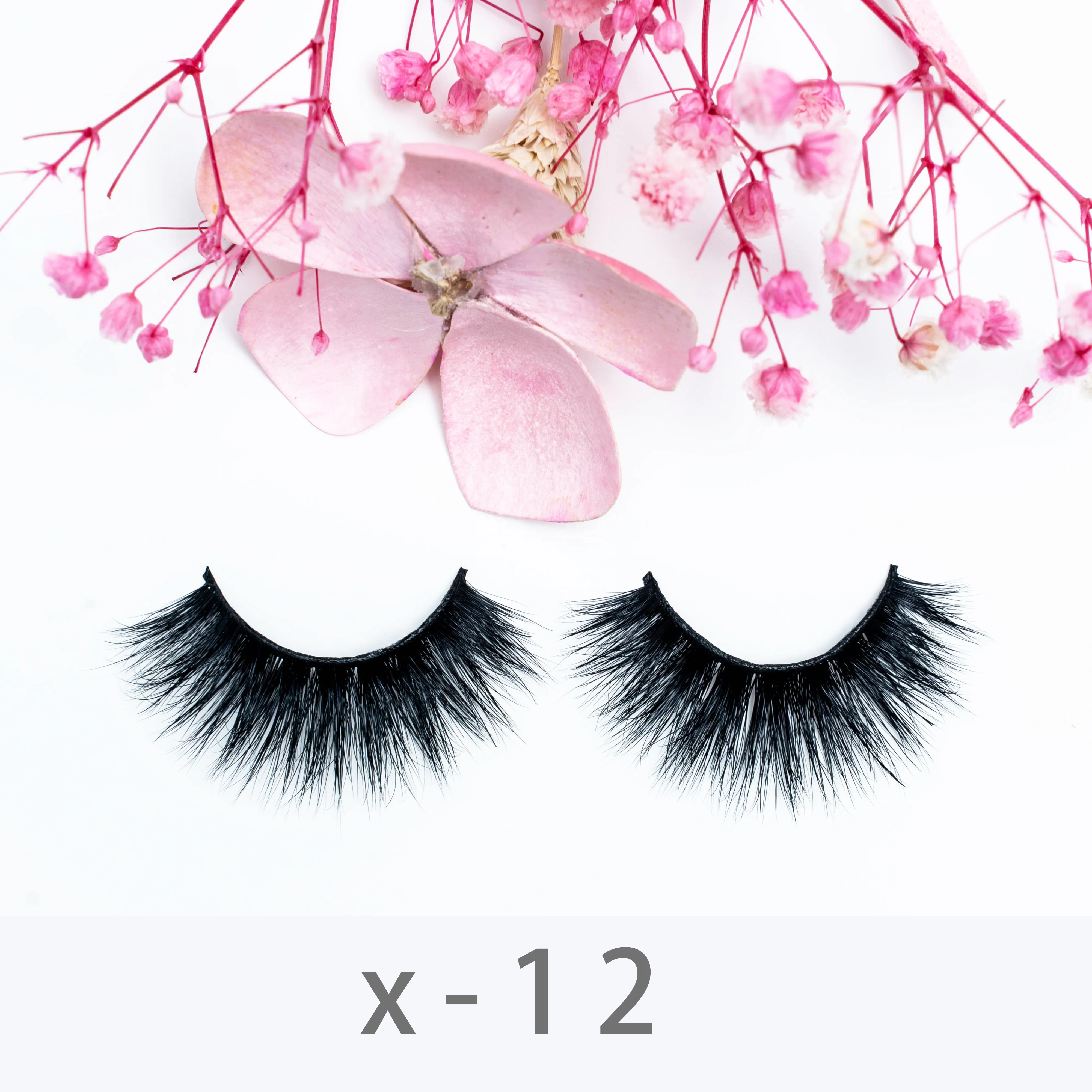 

Custom logo wispy fluffy handmade mink 3D eyelashes, Black