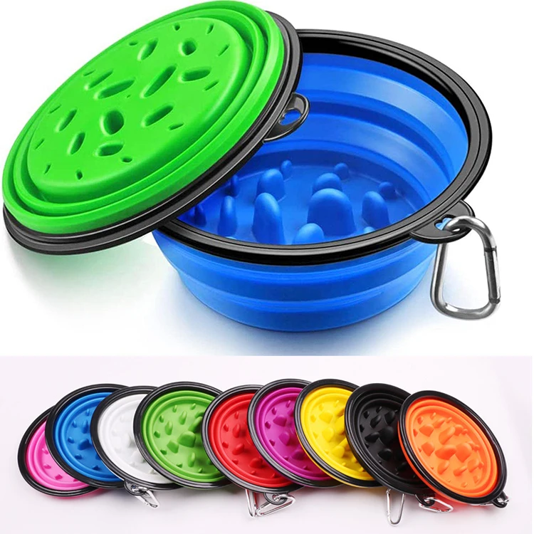 

Bottle Feeders Foldable Multi Color Water Feeding Covered Sublimation Slow Dogs Cats Silicone Food Pet Travel Bowls