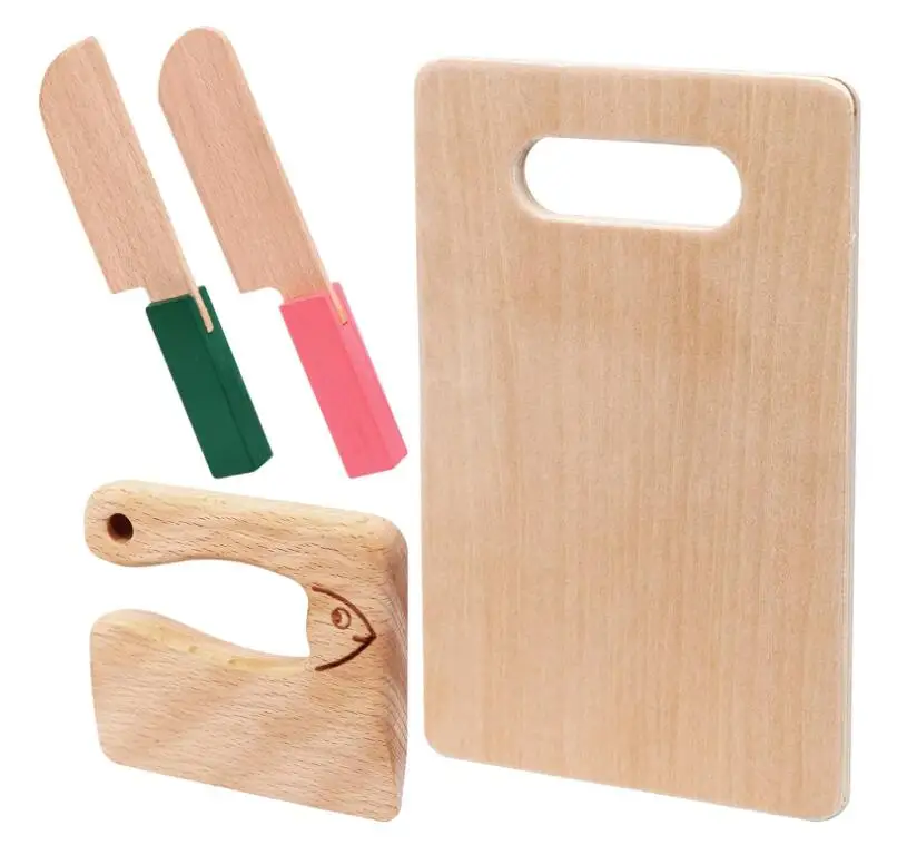 

Top Seller Eco-friendly Montessori Kitchen Toys Children Toddler Carving Knife with Handle Safety wooden kids knife toys