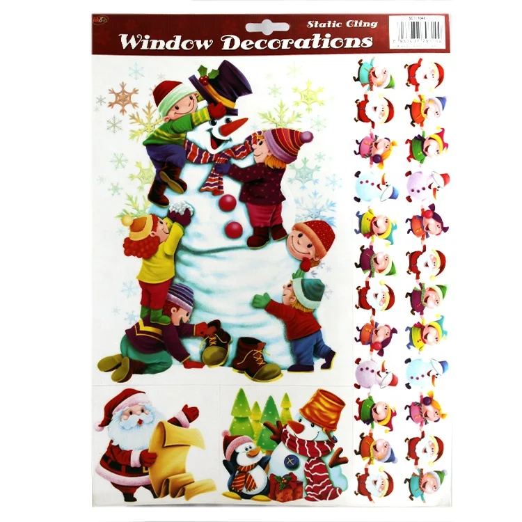 
Custom Reusable Christmas Themed Static Clings Decorative Decal Snowman Vinyl Stickers for Window Glass Decoration 