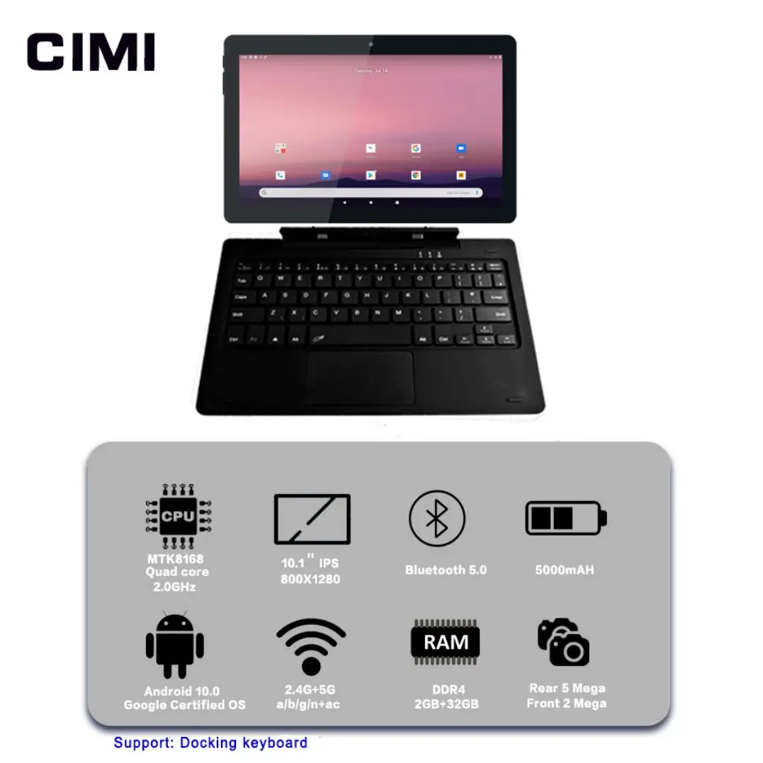 

CIMI Quad Core 10.1 Inch 2GB RAM 32GB Rom DDR4 5g Wifi Tablet Learning Education Android 10 tablet pc