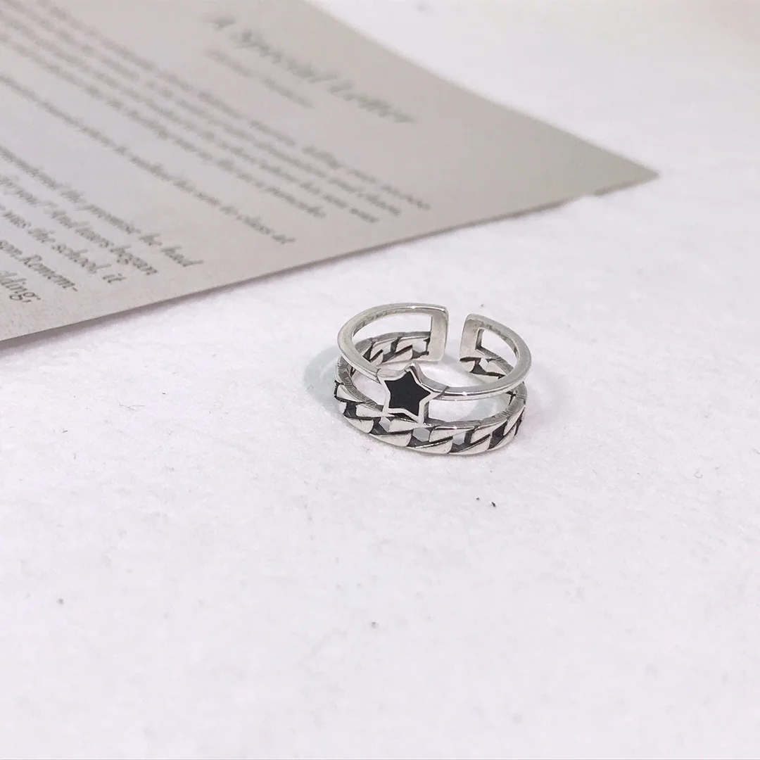 

Retro Hollow Chain Star Rings Personalized Adjustable opening ring for women jewelry