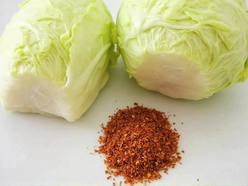 Fresh napa cabbage and Korean chili flakes for kimchi