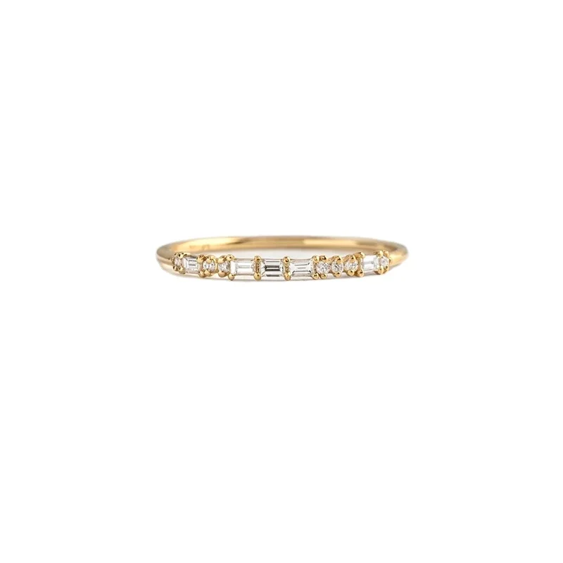 

ROXI Simple Korean Style Minimalist 18 Gold Plated 925 SilverJewelry Geometric CZ Diamond Statement Ring