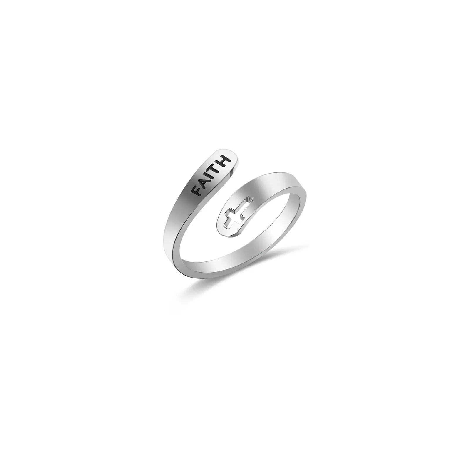 

New Design Cross Faith Silver Plated Rings Adjustable Stainless Steel Ring Jewelry