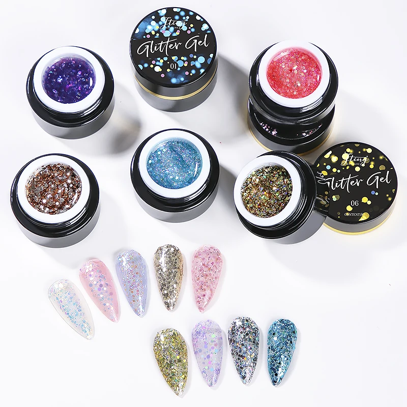 

2021 Hot Sale Nail Art Design 9 colors diamond glitter gel nail polish sparkle uv gel OEM private label available