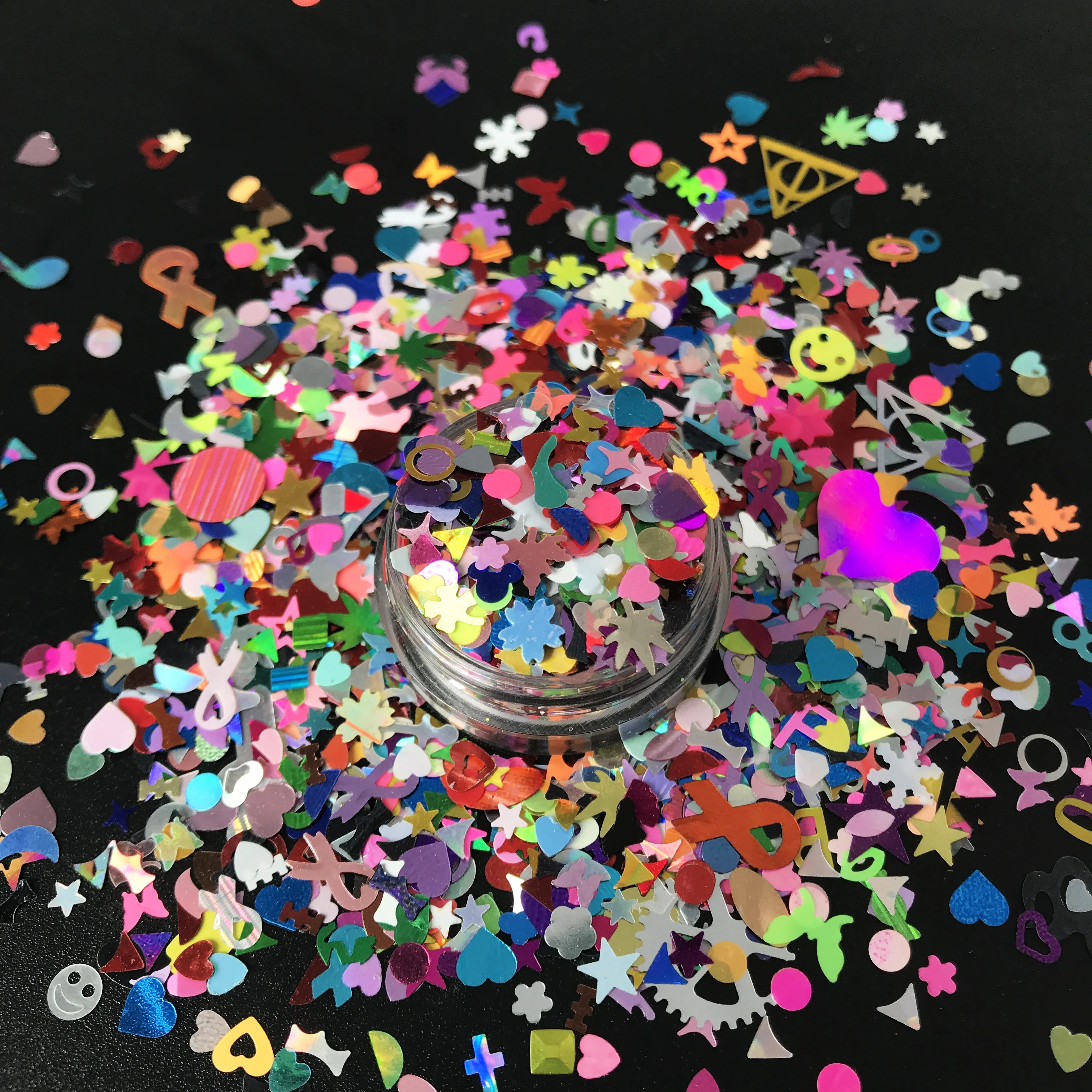 Non-toxic Multi Color Mix Shape Glitter Craft PET Material 1/128"-1/1000" Size KC Brand in Stocks