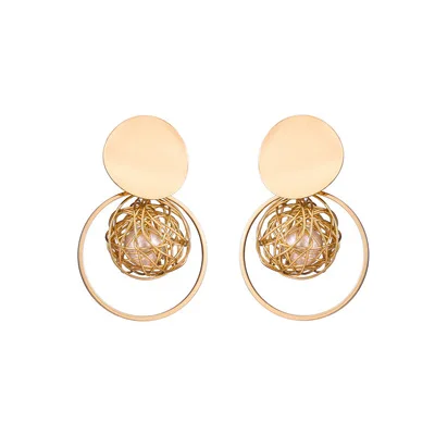 

MYSO Exaggerated Pearl Earrings Exquisite Gold Earring For Women Fashion Gold Hoop Earrings