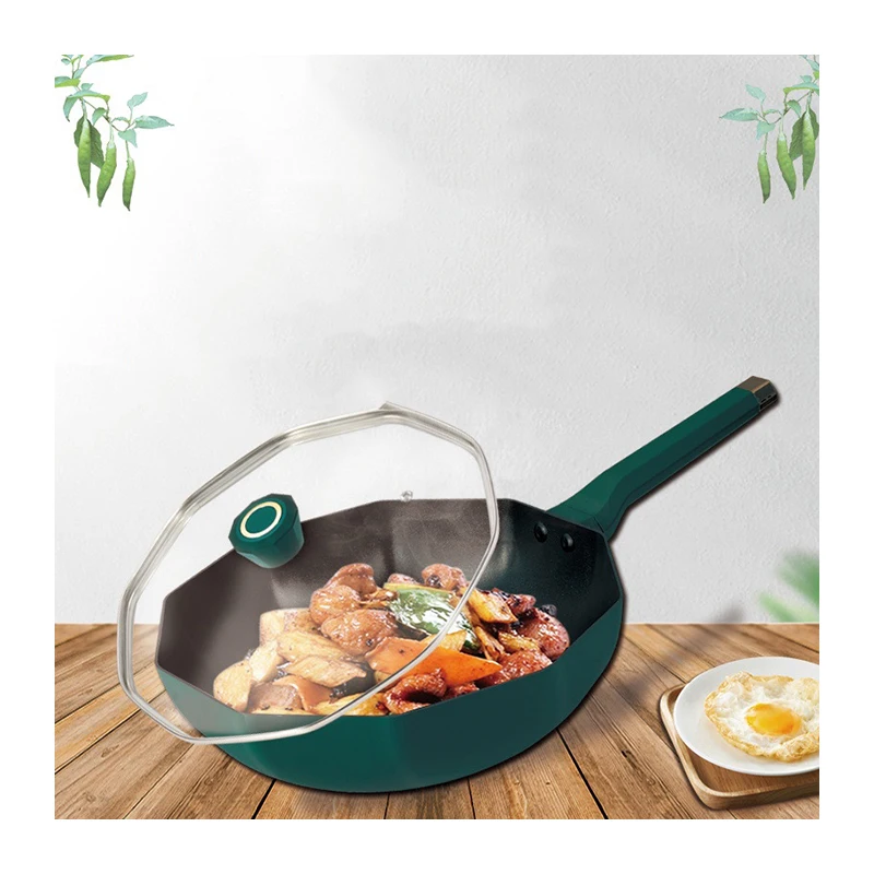 

Green Polygonal Aluminum Alloy Non-Stick Pot 31cm Aluminum Foil Octagon Pan/Container With Lid For Sale, Silver