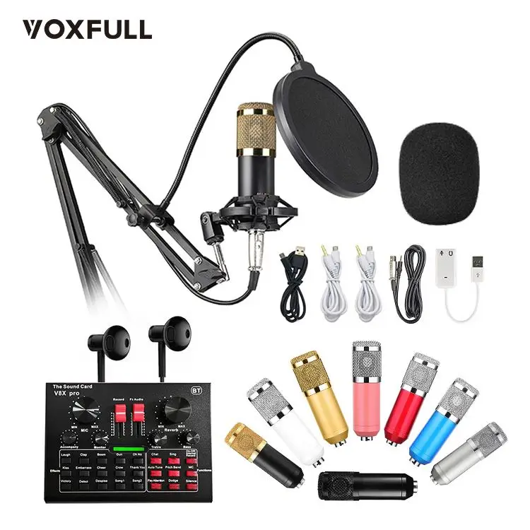 

OEM External Soundcard V8 Professional Studio Recording Live Show For Mobile phone Android Iphone IOS Live Broadcast Sound Card, Red black gold/oem
