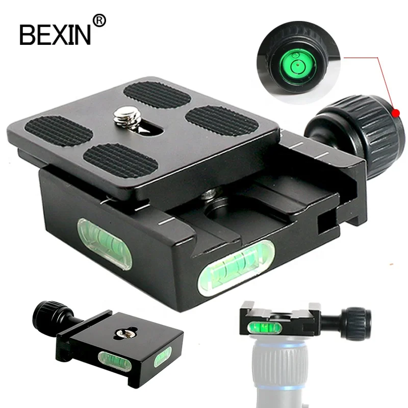 

BEXIN Arca-Swiss QR-50 Aluminum flexible Bubble level Camera Tripod Quick Release Clamp for Tripod Ball Head Quick Release Plate, Black