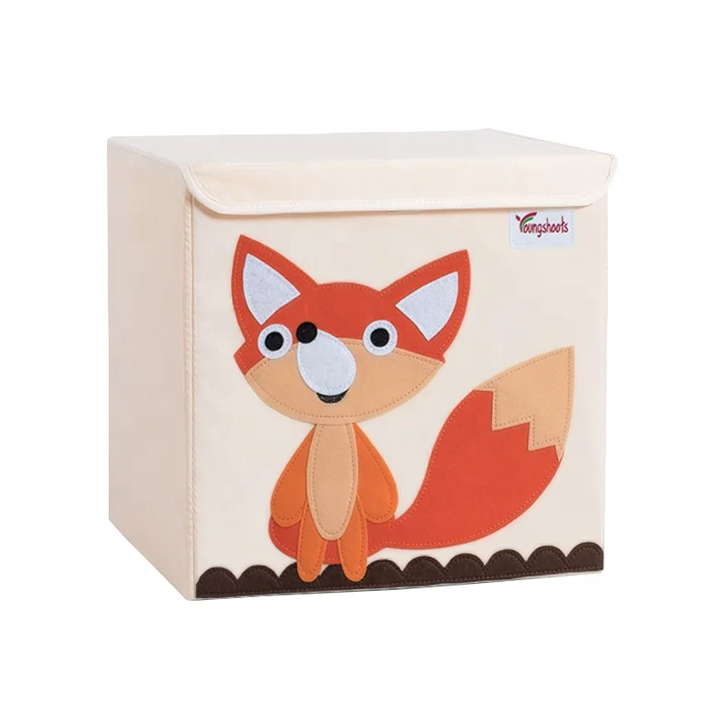 

High Quality Foldable Oxford Cloth Cute Animal Storage bin PP board with Lid Kids Toy Storage Box
