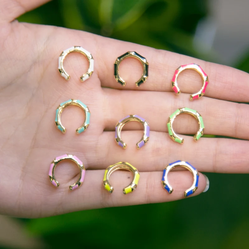 

Hobbyworker Ins Hot Selling Trendy C Shape Enamel Earless Piercing Earclip for Jewelry Gifts Fit Women Daily Life Wear E0125, 9 colors