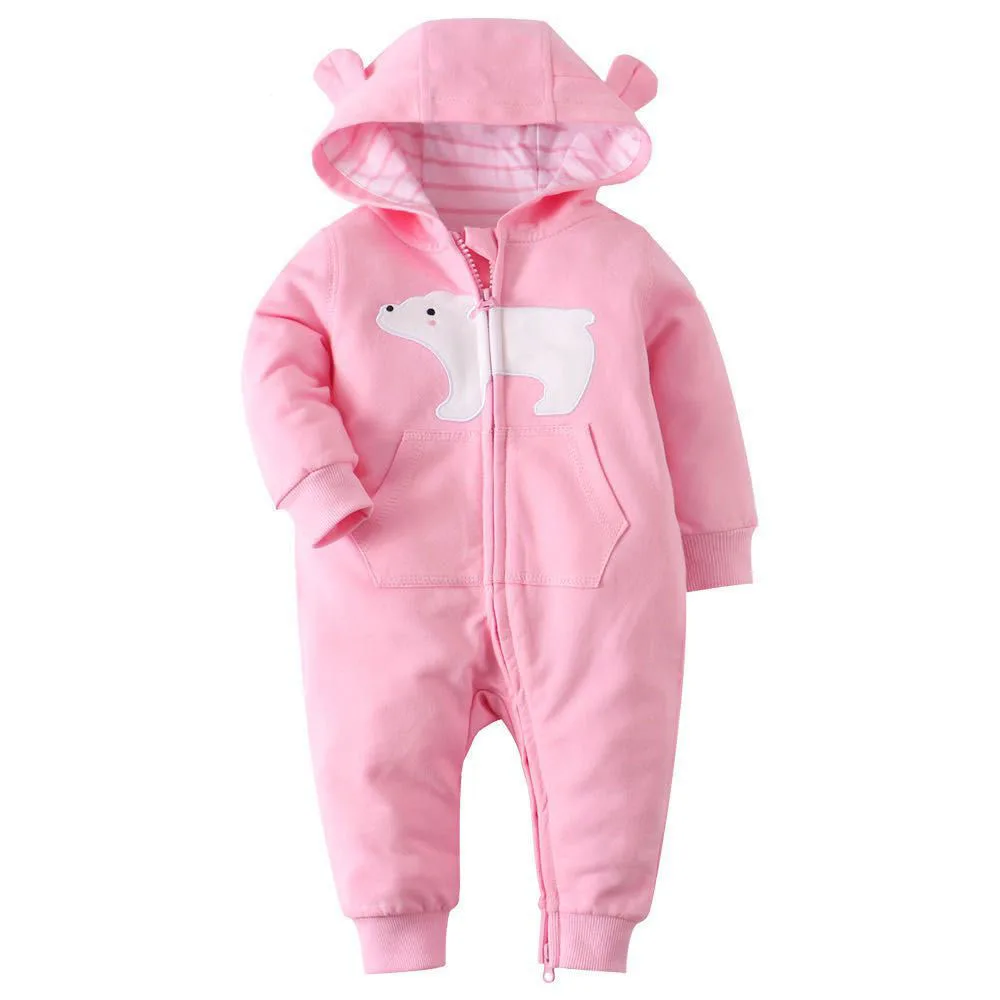 

Hooded Long Sleeve Cotton Zipper Rompers Baby Girl Onesie Baby Clothes Newborn Jumper Baby Bodysuits, Assorted colors