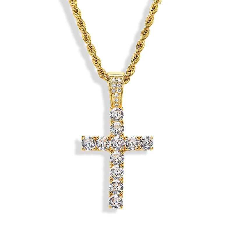 

Hiphop Big Crystal Cross Pendant Necklace Jewelry Necklace Clavicle Chain Pendants Necklace Jewelry Unisex Pendant