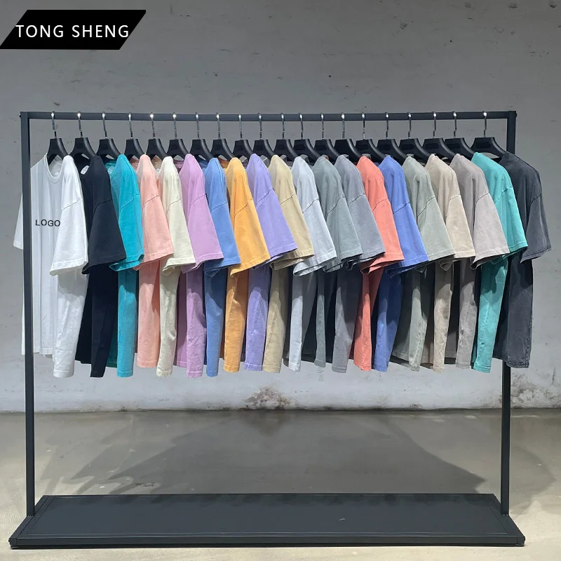 

2022 Spring Summer Mens New Vintage Washed T Shirt Solid Color Loose Short-sleeved Retro Trendy Tshirt, Customized color