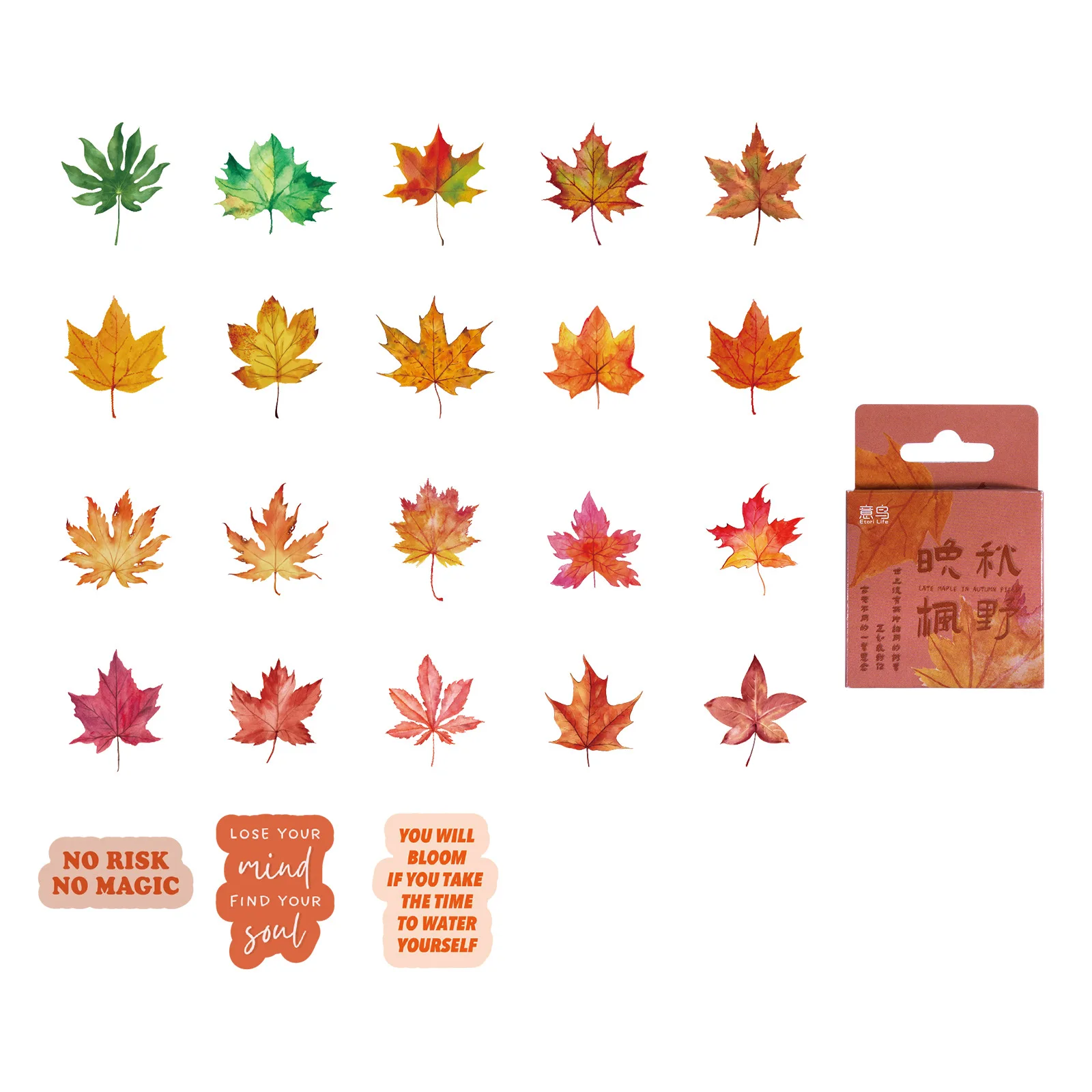 

46 Pieces/Pack Box-Packed Stickers Qiu Ye Evening Maple Leaf Theme Hand Account DIY Decorative Adhesive Sticker