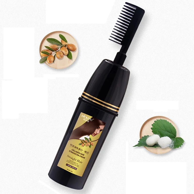 

Dropshipping Mokeru 200ml Argan Oil Extract Hair Straight Cream Comb For Women Hair Treatment