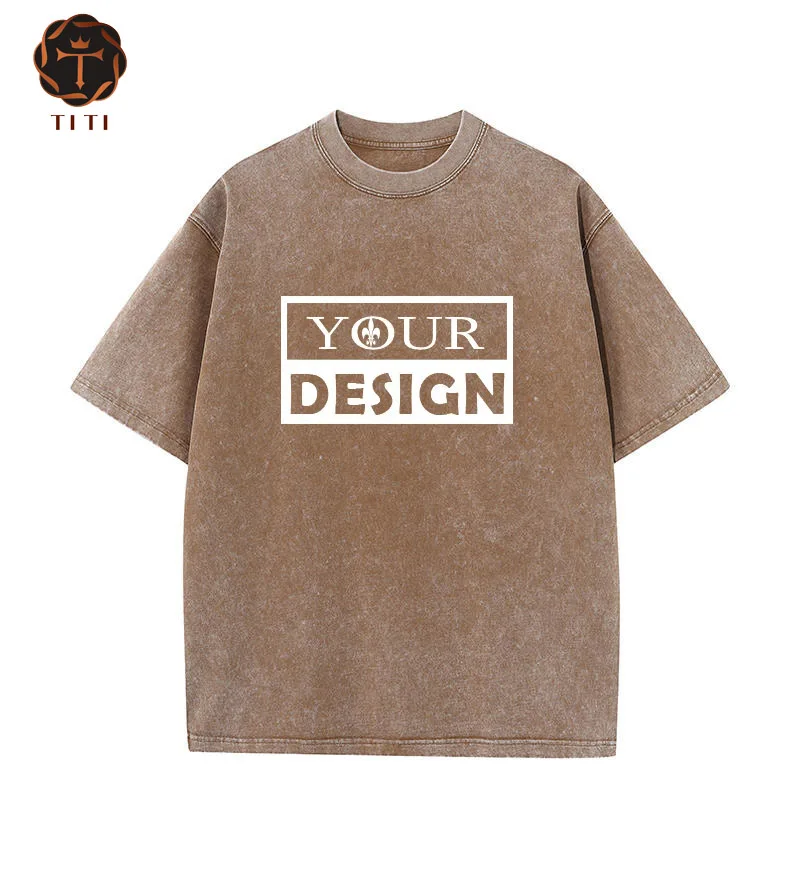 Wholesale 100 Cotton Acid Wash Oversized Tshirt Heavyweight T Shirt for Men Custom Blank Vintage T Shirt
