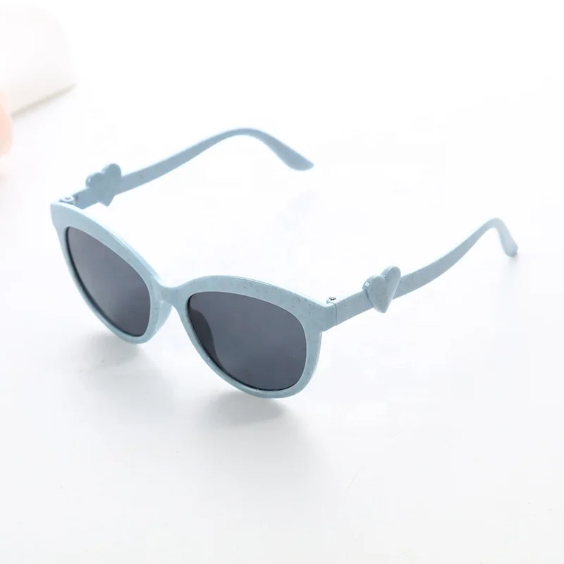 

fashion cheap recycled wheat straw fiber heart frame sustainable biodegradable kids sunglasses 2021