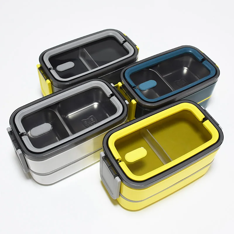 

Hot sale on amazon square plastic steel food stronger container portable 304 stainless steel bento lunch box, Customized color
