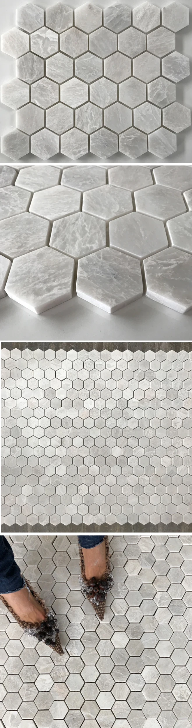 New Style white marble hexagon mosaic tile