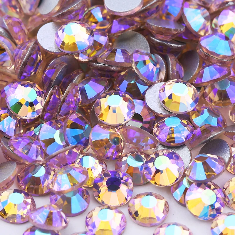

Lt Rose AB Colors All Size Grade Quality Crystal Round Silver Base Rhinestone