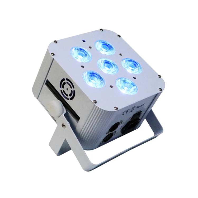 

Free 8/lots Smart dj light 6pcs led flat par RGBWA+UV battery wireless uplight/wedding decoration led cube par led disco lights, 16.7 million kinds of color change