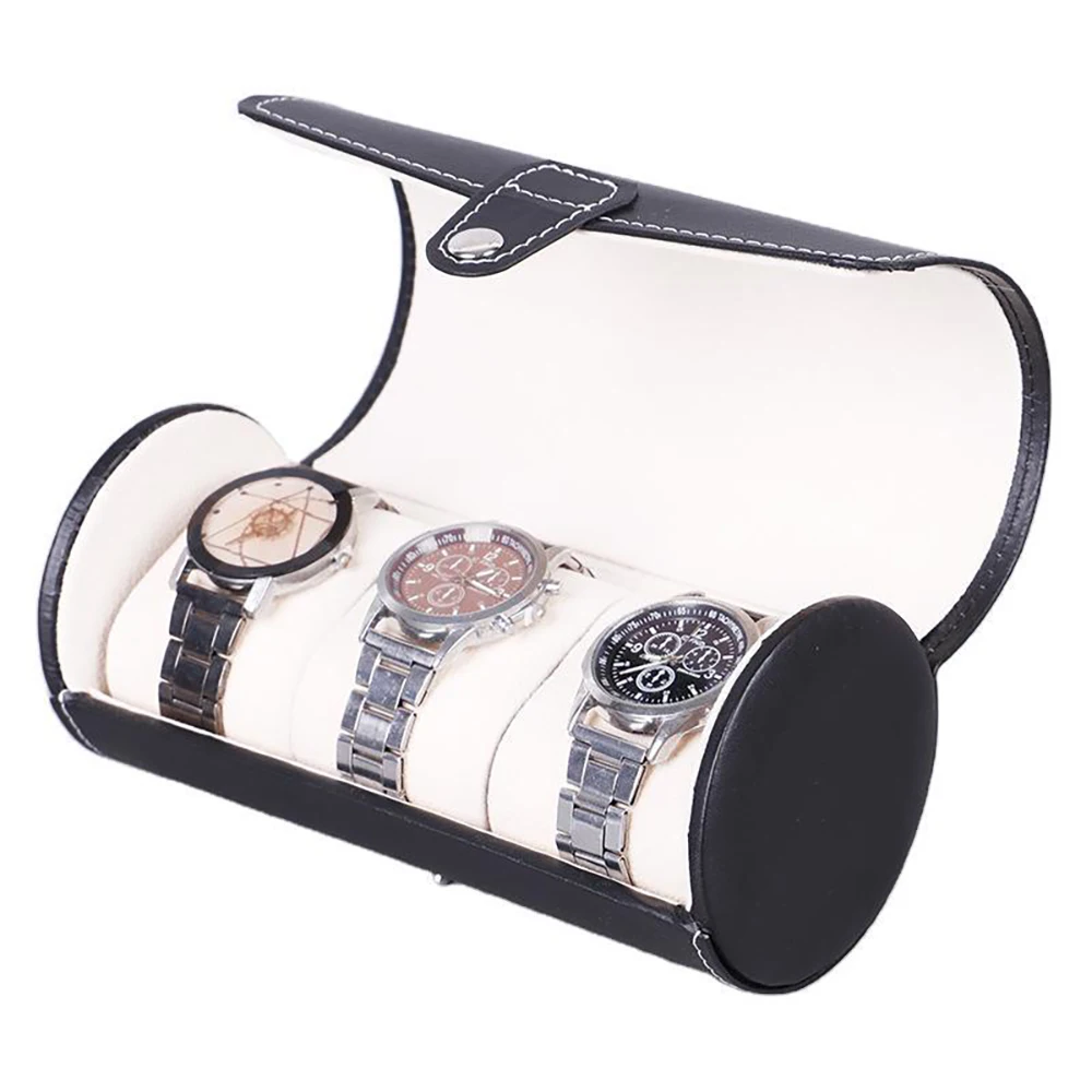 

classic vegan leather travel watch roll organizer, Black brown color