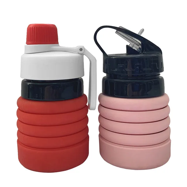 

silicone folding cup Foldable Silicone Sports Drink Water Bottle Custom Logo Collapsible Water Bottle