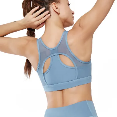 

Mesh stitching exercise bra double-sided nylon running fitness yoga bra