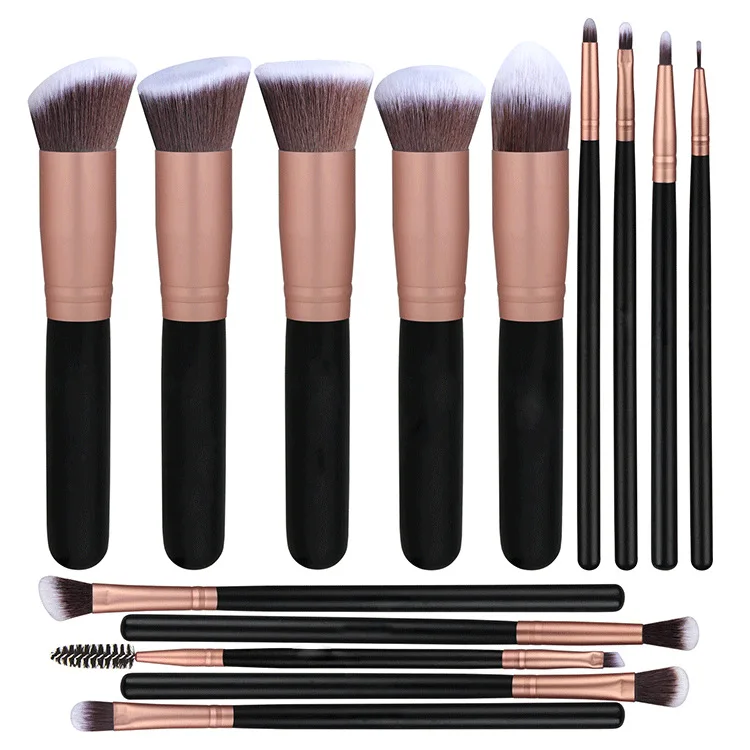 

FEIYAN Amazon Best Selling 14pcs Rose Glod Cosmetic Makeup Brush OEM Available Synthetic Makeup Brushes Set Make up Brushes