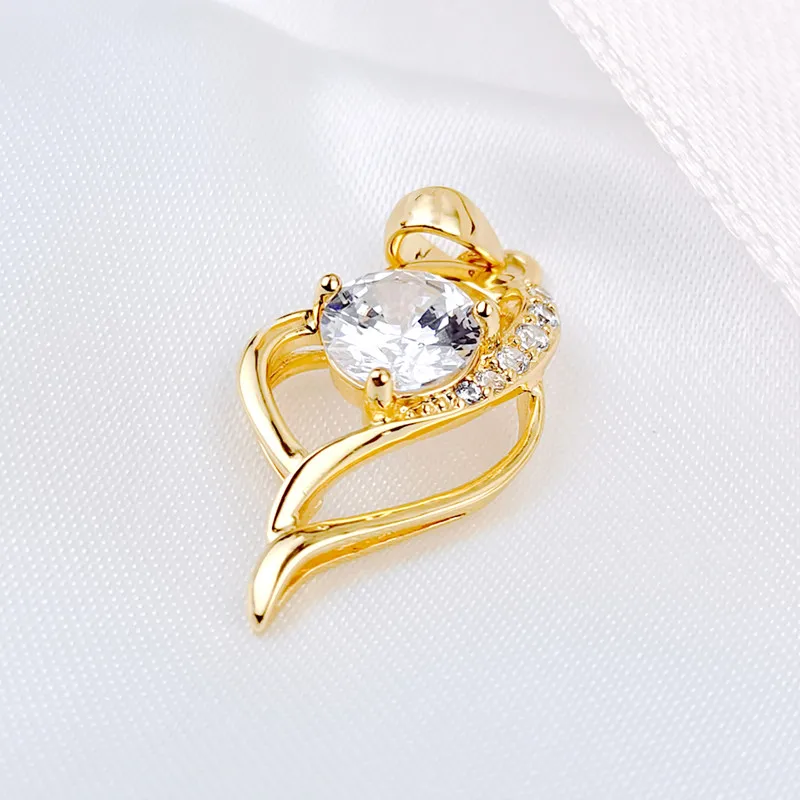 

YP10011 Factory Simple Classic Design Leather Clear Cubic Zircon 18K Gold Plated 925 Sterling Silver Brass Pendant Charm, Gold color