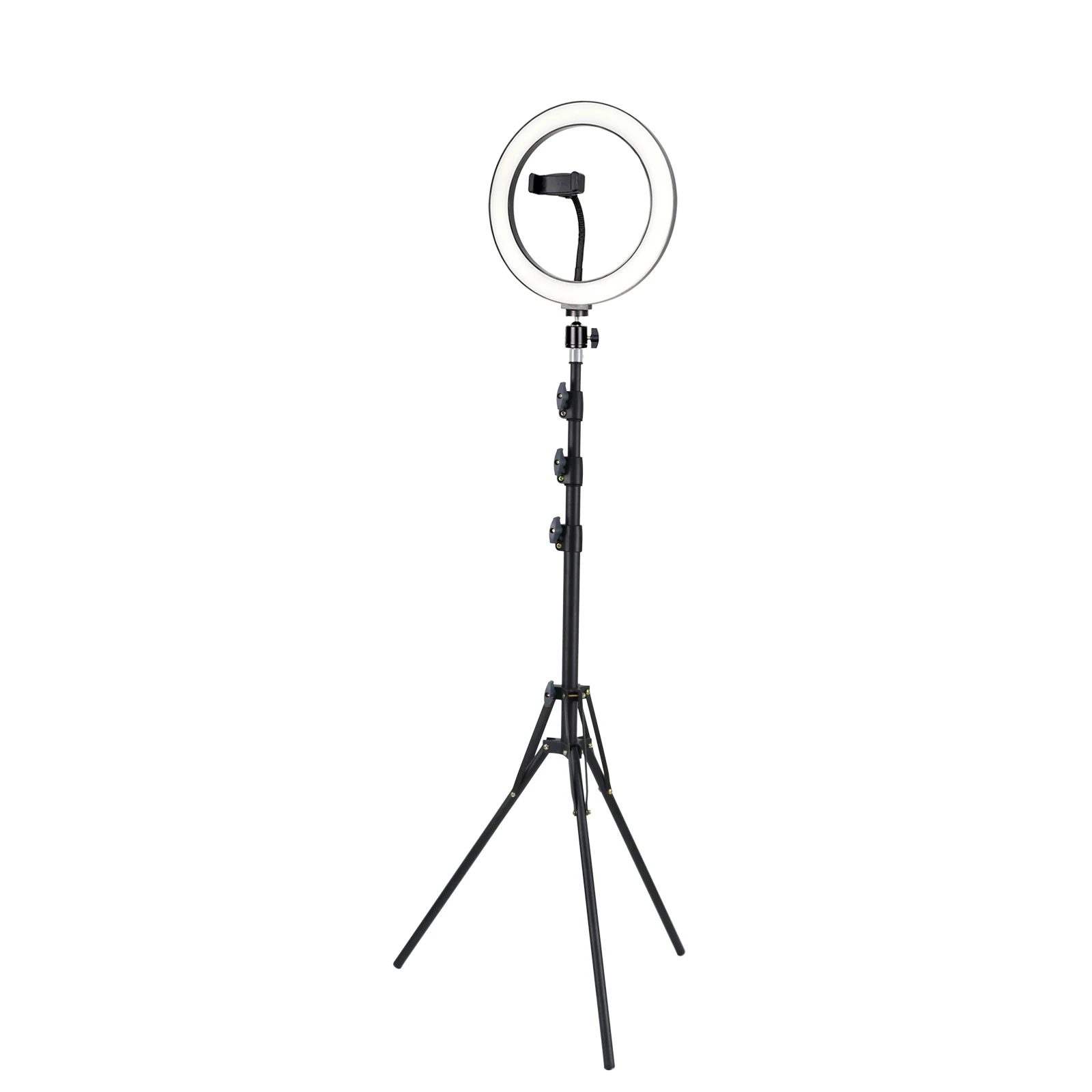 

10" ring light with 1.9 meter tripod stand light stand video stand for phone for live steraming for live broadcast, Black