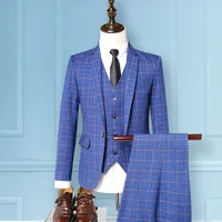 

Plaid Wedding Suit 2019 Fashion Suit Men Vintage Prom Banquet Men Slim Fit Suit Jacket Vest Pant