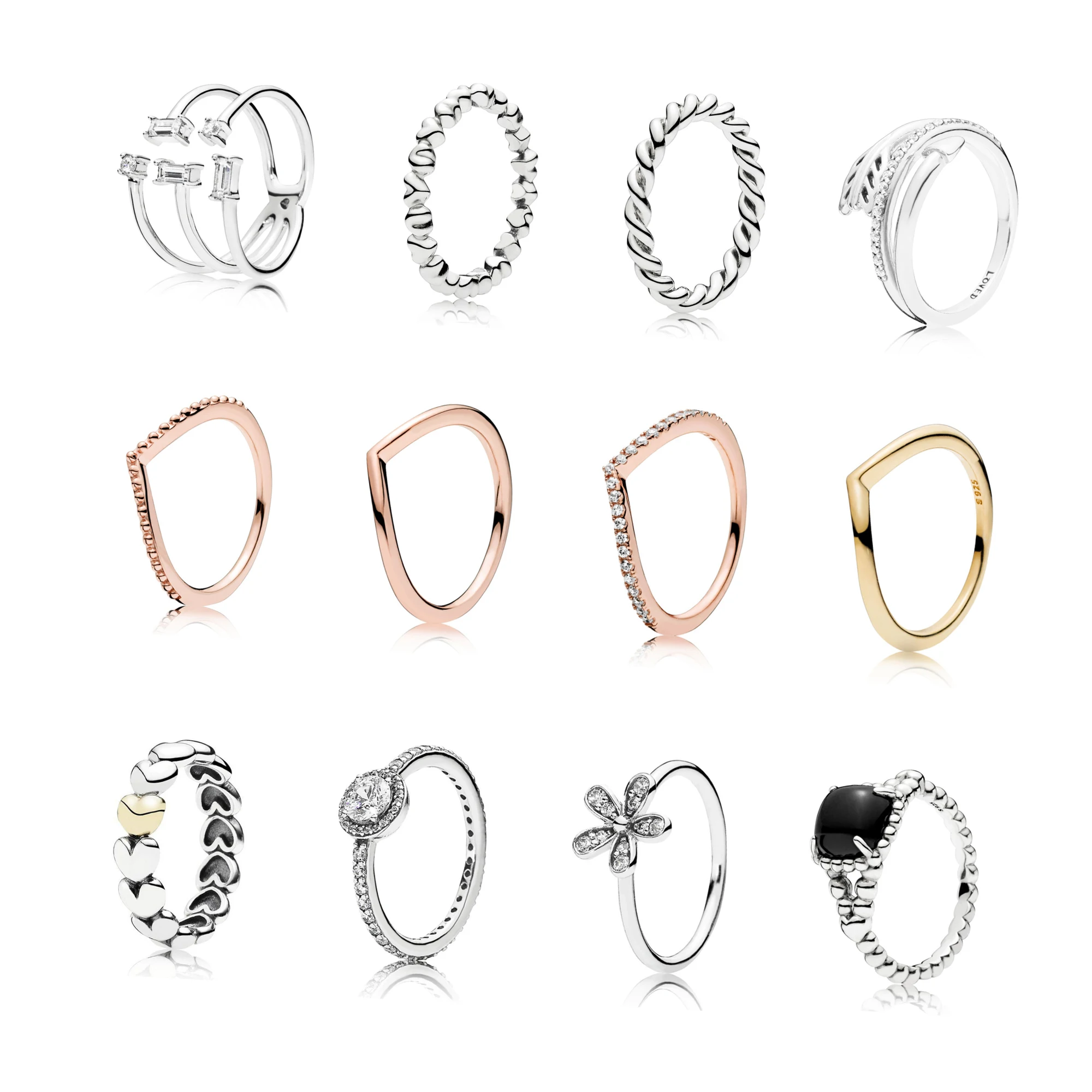 

2021 new style 925 sterling silver fashion classic round love irregular sweet elegant ring ladies high sense of original jewelry