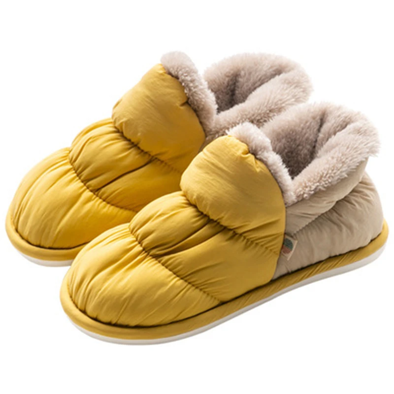

Dropshipping Custom Logo 2021 New Couples Warm Winter Slippers Women Flat Waterproof Plush Shoes Home Indoor Comfort Footwear