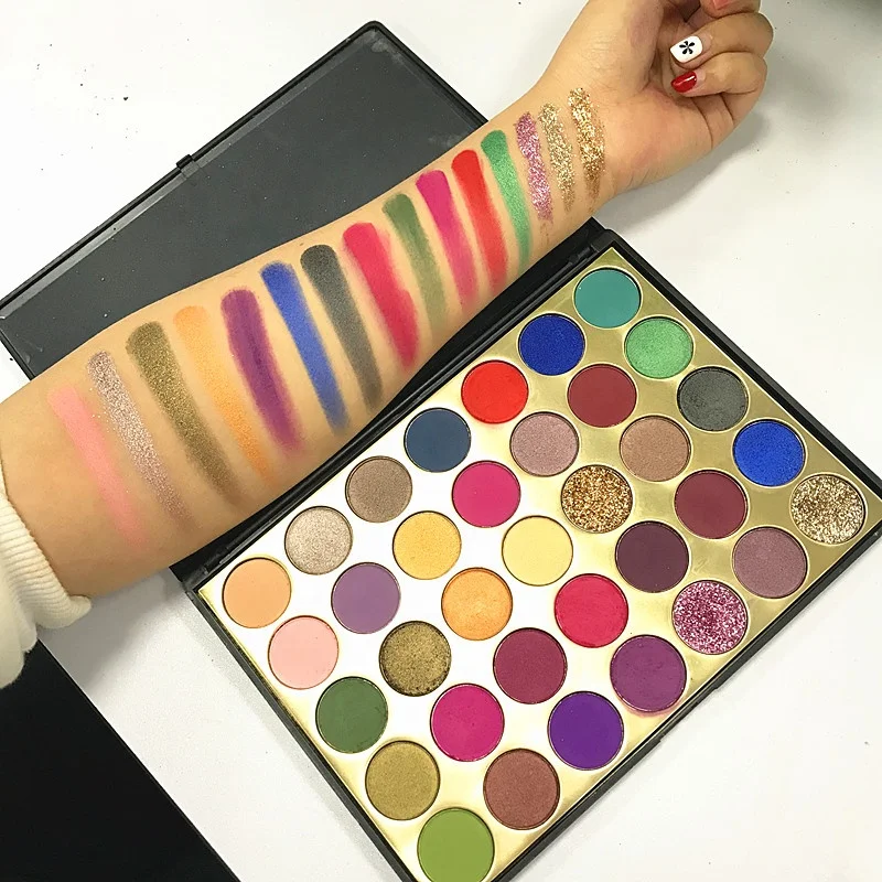 Newest Wholesale Private Label High Pigmented Golden Eye Shadow Makeup 35 color Eyeshadow Palette