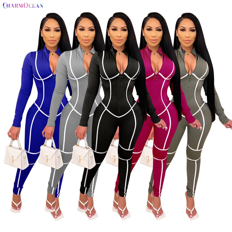 

Free Shipping C09506 Women Sexy Bandage Long Sleeve One Piece Jumpsuits