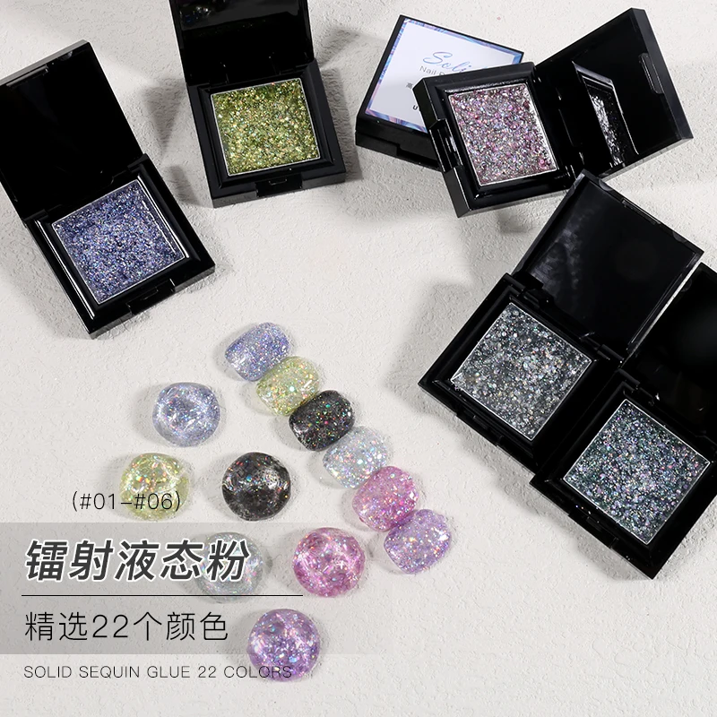 

Winter Popular Nail Art Solid Liquid Mixed Glitter and Sequins UV Polish for Nails, 12 colors