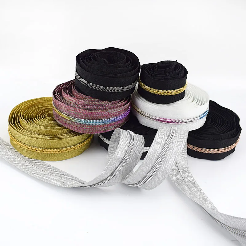 

Deepeel KY273  Sewing DIY Zip Roll Clothes Zippers Garment Accessories Gold Silver Rainbow Nylon Zipper Tape
