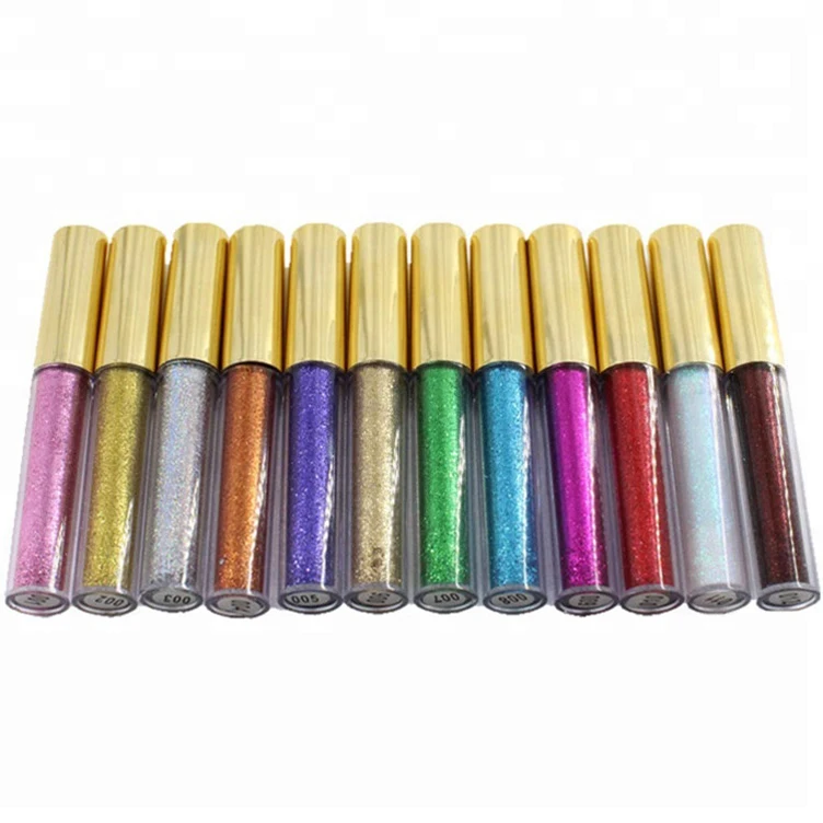 Wholesale Customize Available Glitter High Pigment 12 Colors Liquid Eyeliner Makeup